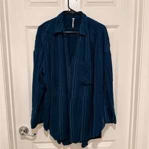Free People  - Deep Teal oversized blouse